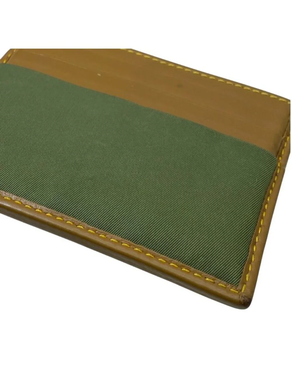 Prada Speedlock Re-Nylon Card Case Business Holder Triangle Logo Leather Brown